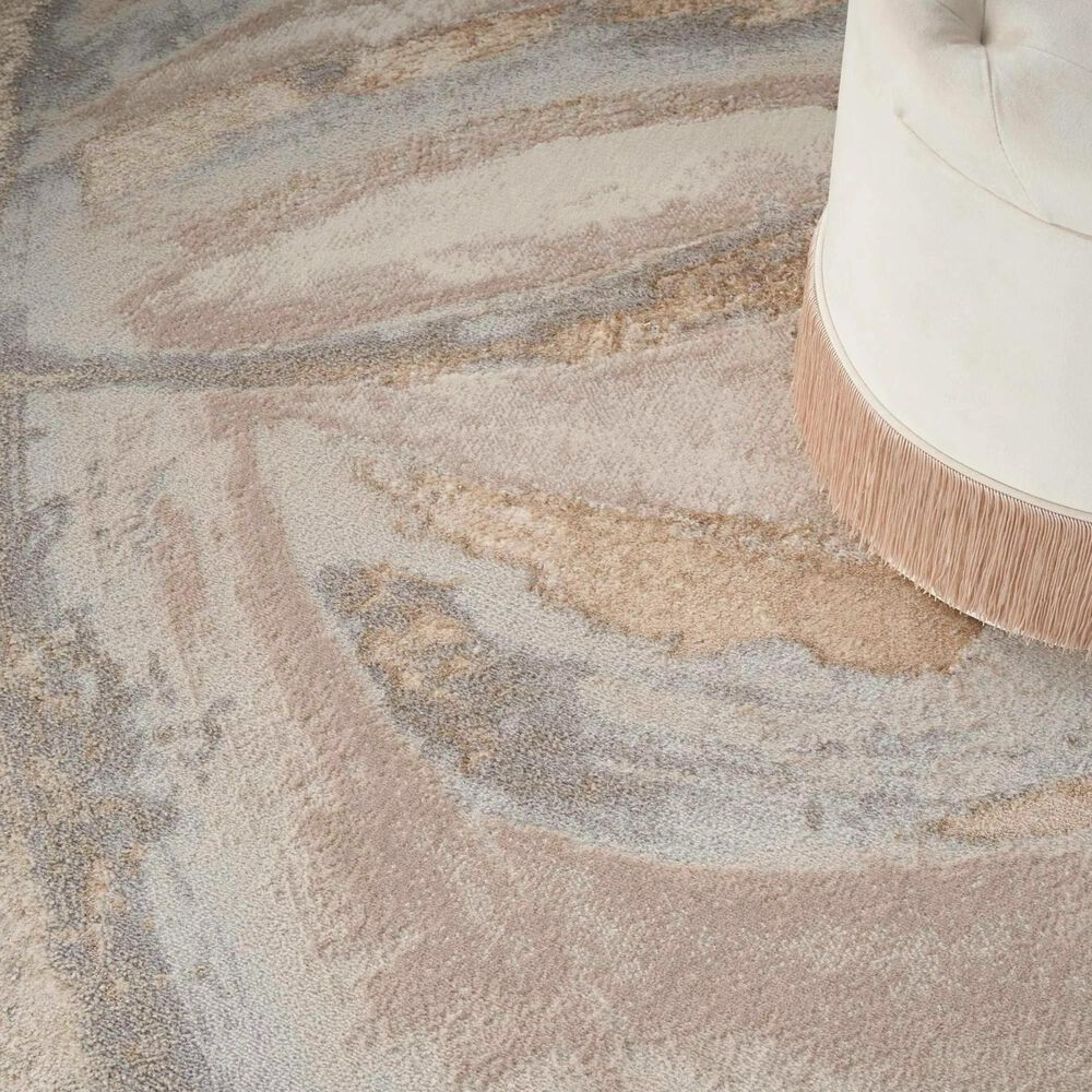 Nourison Brushstrokes 2&#39;2&quot; x 7&#39;6&quot; Beige and Grey Runner, , large