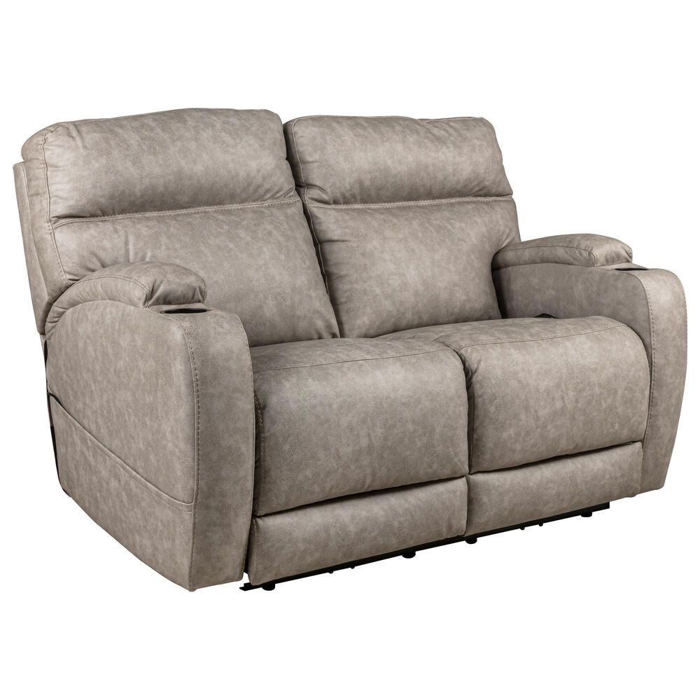 HomeStretch Jaguar Triple Power Loveseat in Pebble, , large