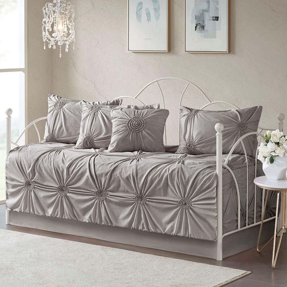Hampton Park Leila 6Piece Twin Daybed Cover Set in Dark Gray NFM