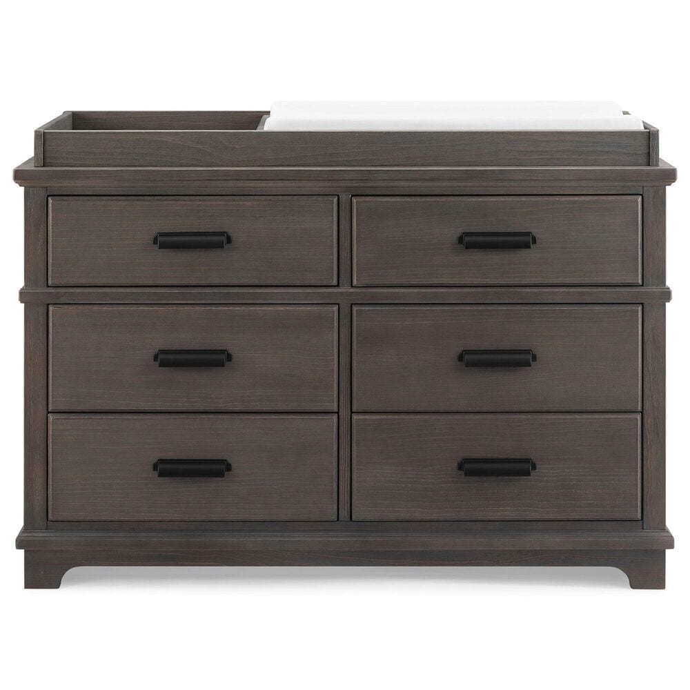 Delta Children Asher 6-Drawer Dresser with Changing Top in Rustic Grey, , large