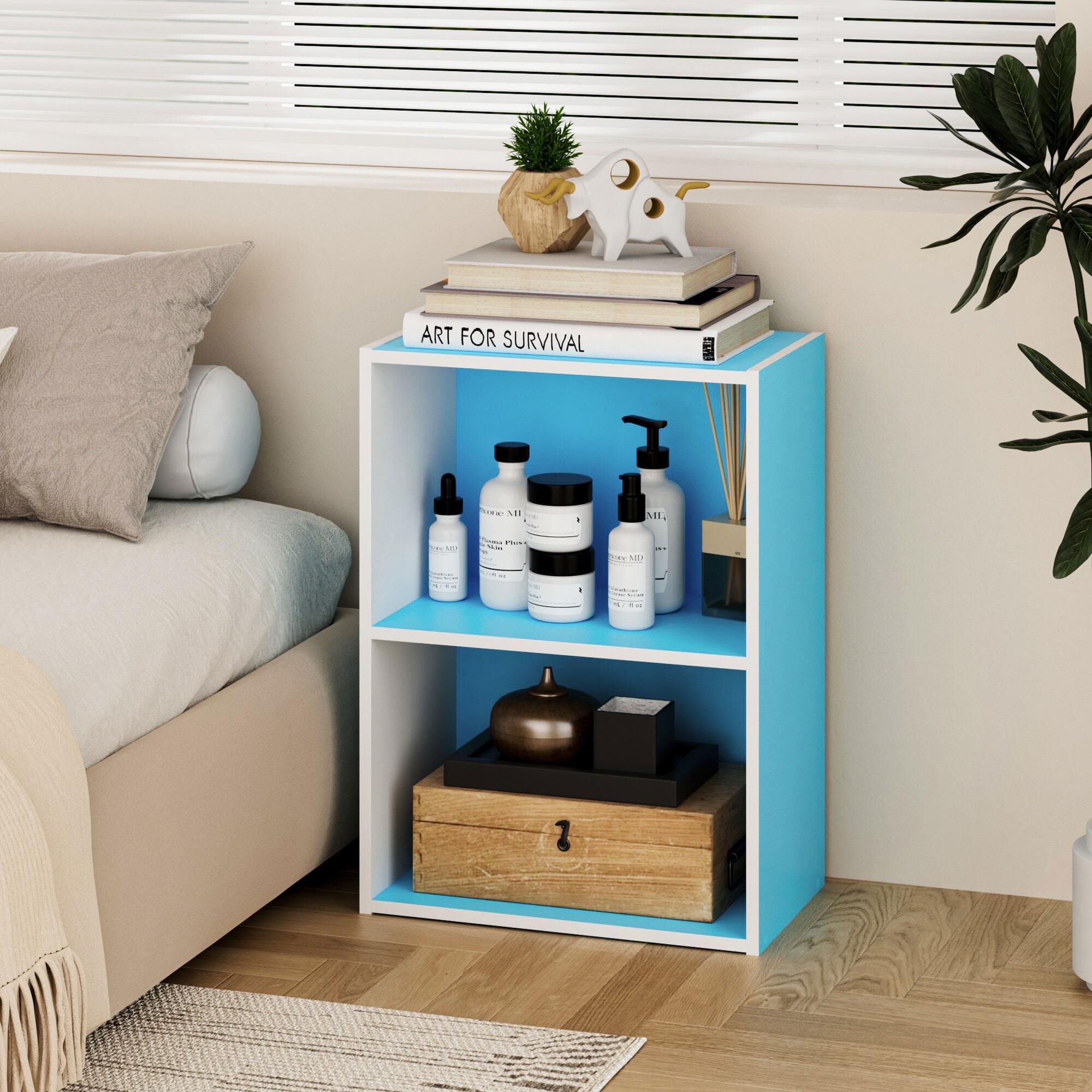HOMLUX 2-Tier Cube Compact Storage Shelf Organizer Bookcase in