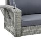 Hearth and Haven Go Outdoor 3-Seater PE Rattan Wicker Porch Swing Bench in Gray, , large
