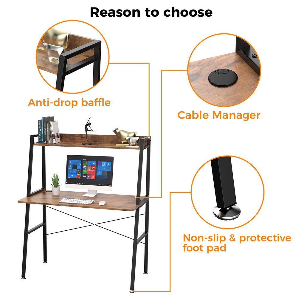 Eureka Ergonomic 43" Computer Desk in Brown, , large