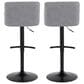 LumiSource Toriano Swivel Adjustable Bar Stool with Grey Fabric Upholstery in Black (Set of 2), , large