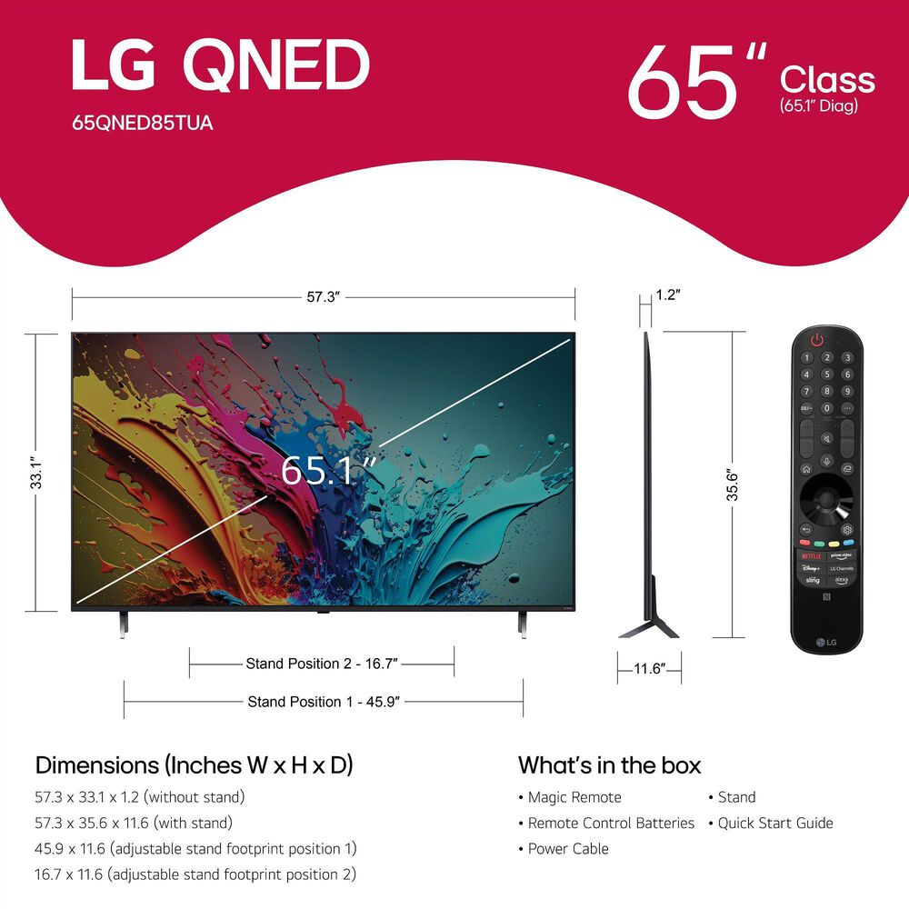 LG 65&quot; Class QNED85T Series 4K LED in Black - Smart TV, , large