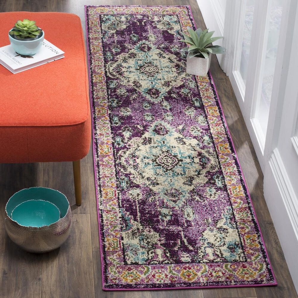 Safavieh Monaco MNC243L-210 2&#39;2&quot; x 10&#39; Violet/Light Blue Runner, , large