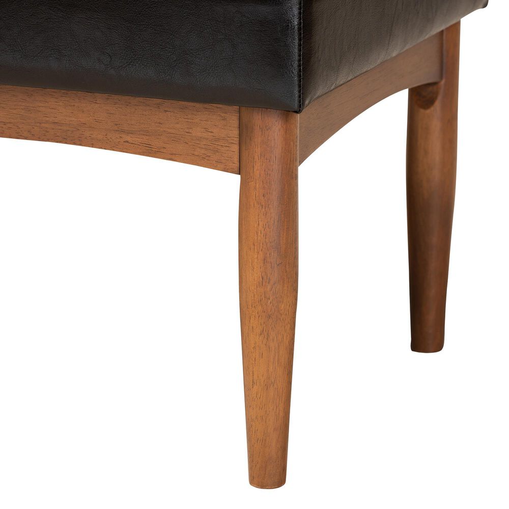 Baxton Studio Sanford Dining Bench with Dark Brown Cushion in Walnut Brown, , large