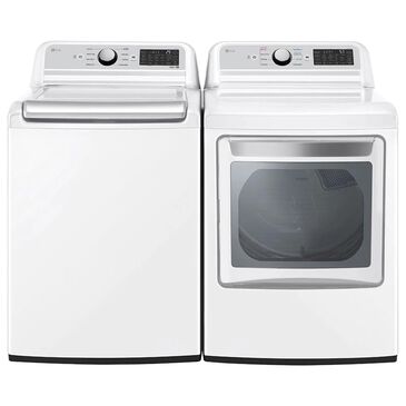 LG 5.3 Cu. Ft. Top Load Washer and 7.3 Cu. Ft. Electric Dryer Laundry Pair in White, , large
