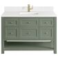 James Martin Vanities Breckenridge 48" Single Bathroom Vanity in Smokey Celadon with Single Hole 3 cm White Zeus Quartz Top and Rectangular Sink, , large