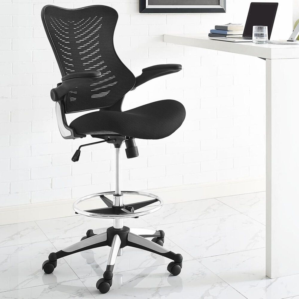 Modway Charge Drafting Stool in Black, , large