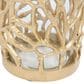 Maple and Jade 10" Decorative Coral Indoor/Outdoor Candle Lantern in Satin Gold, , large