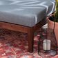 Linon Home Decor Summerlyn Patio Ottoman with Walnut Frame in Grey, , large