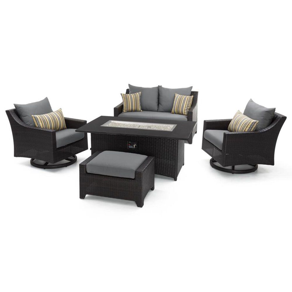RST Brands Deco 5-Piece Sunbrella Patio Fire Chat Set in Charcoal Grey, , large
