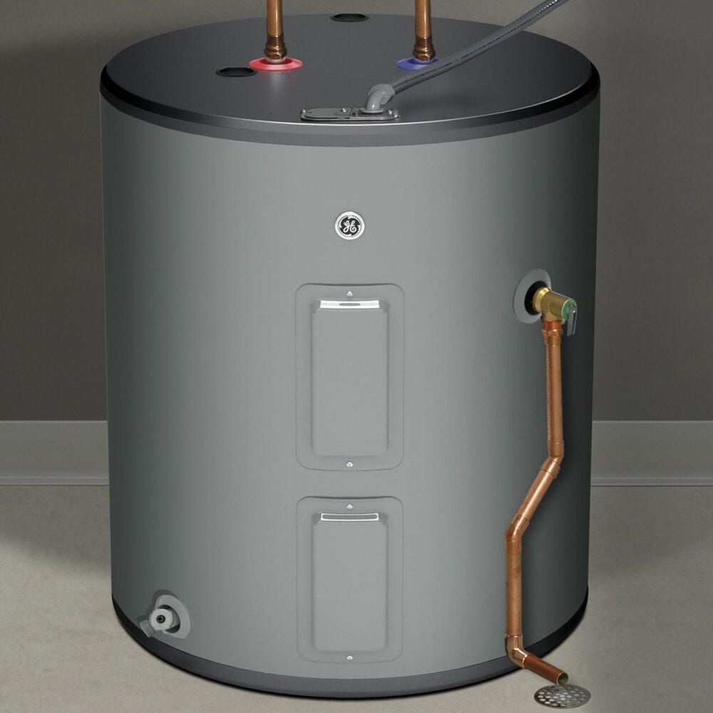 GE Appliances 26-Gallon Top Port Lowboy Electric Water Heater in Gray, , large