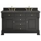James Martin Vanities Brookfield 60" Double Bathroom Vanity in Black Onyx with 3 cm Parisien Bleu Quartz Top and Rectangular Sinks, , large