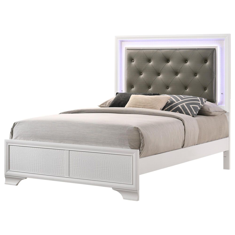 Crown Mark Lyssa Full Bed with Nightstand in White, , large