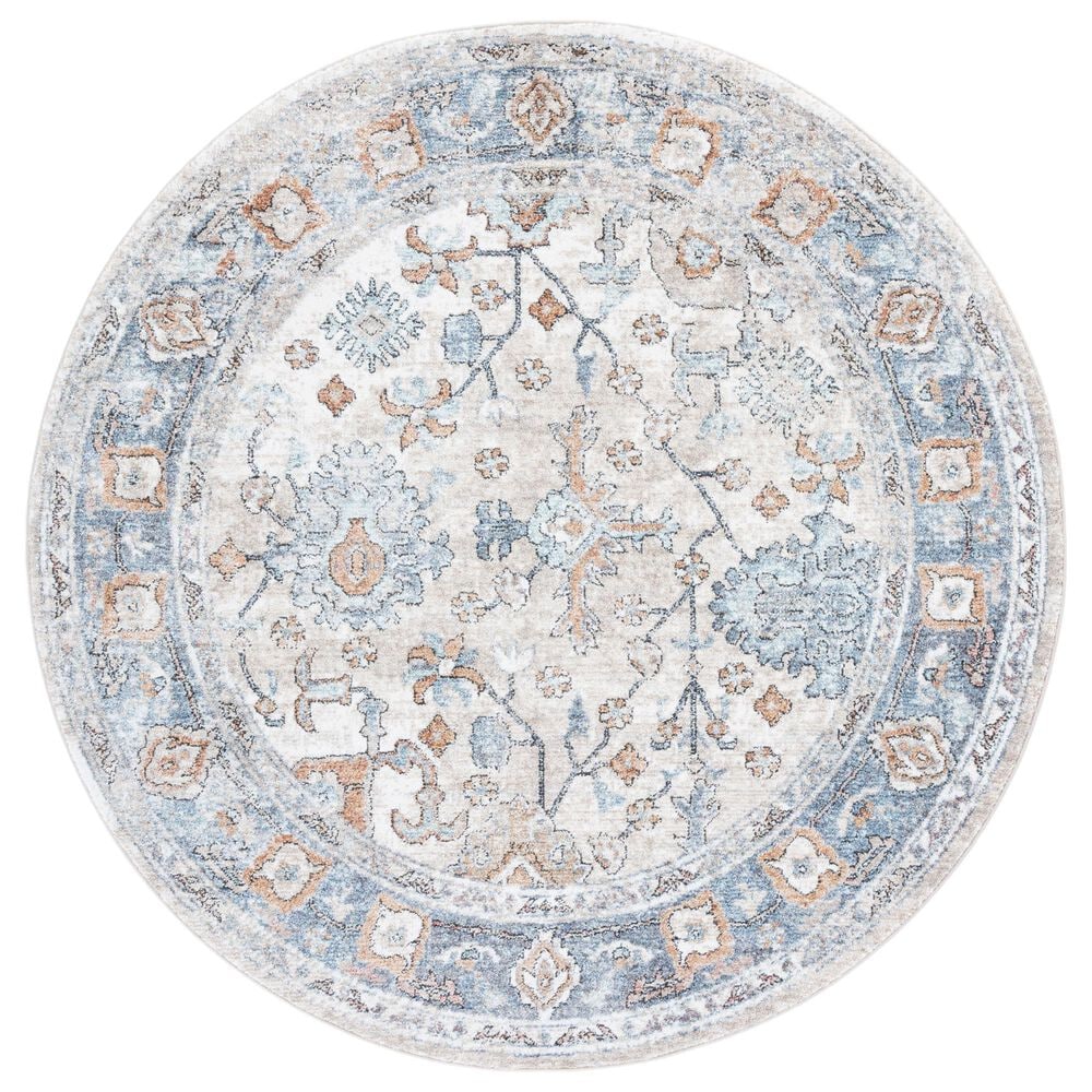 Safavieh Jasmine JSM343A 5"3" Round Ivory and Blue Area Rug, , large