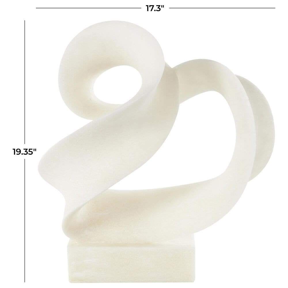 Maple and Jade 19&quot; Twisted Wave Decorative Sculpture in Matte White, , large