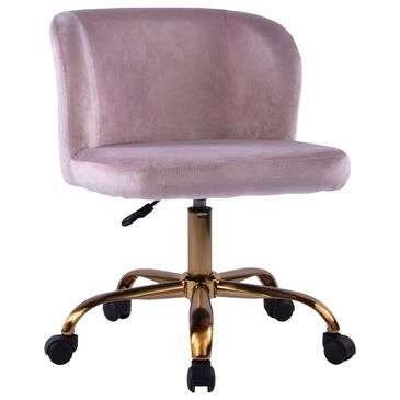 Impressions Vanity Rylee Swivel Vanity Chair with Pink Cushion in Antique Gold, , large