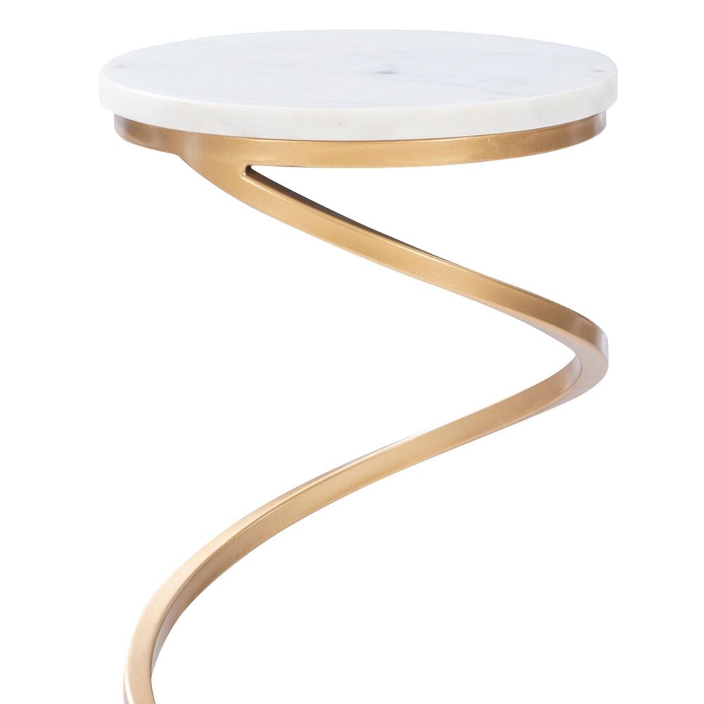 Linon Home Decor Rian Spiral Drink Table in Gold and White, , large