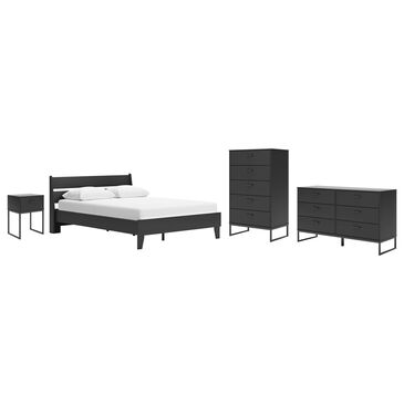 Ashley Socalle 4-Piece Queen Platform Bedroom Set in Black, , large