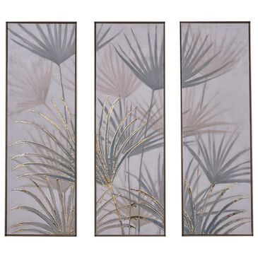 Maple and Jade 47" x 16" Floral Wall Art in Gold ( Set of 3), , large