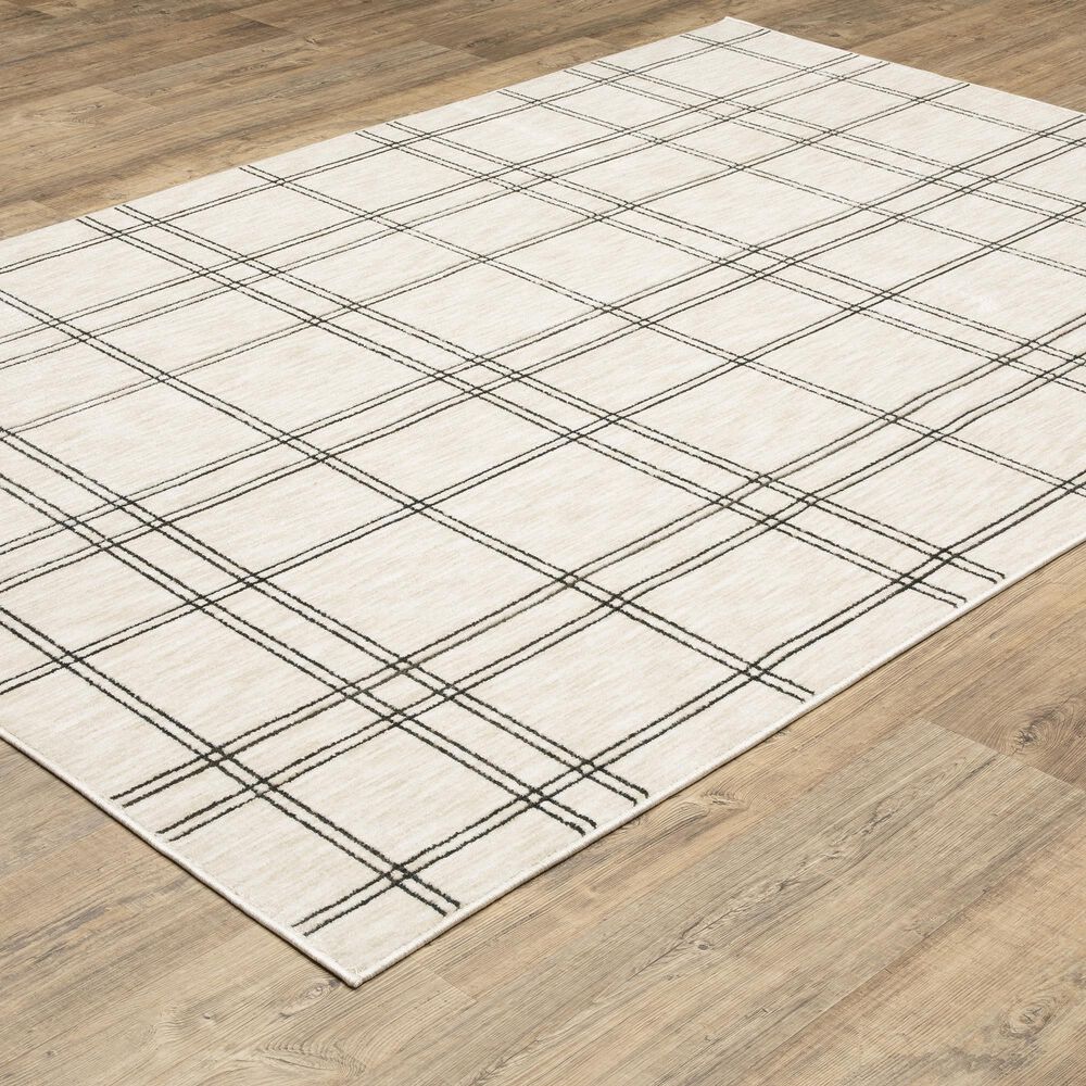 ROW by Oriental Weavers Hunter Plaid Beige and Black 6'7" x 9'6" Area Rug, , large