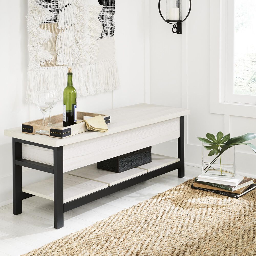 Ashley Rhyson Storage Bench in White and Black, , large