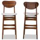 Baxton Studio Katya Bar Stool with Grey Cushion in Walnut Brown (Set of 2), , large
