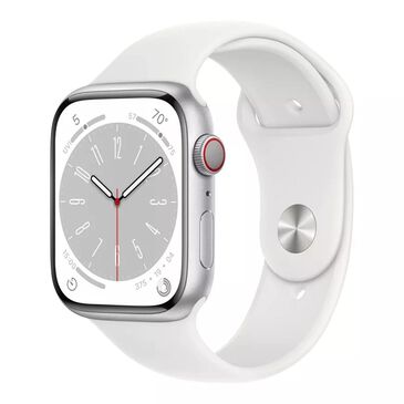 Apple Watch Series 8 GPS + Cellular 41mm Silver Aluminum Case with White Sport Band - S/M, , large