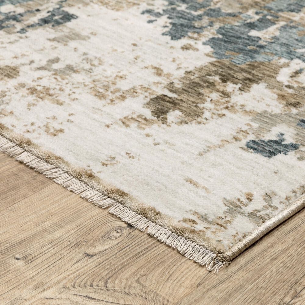 Oriental Weavers Echo Abstract Beige and Blue 7&#39;10&quot; x 10&#39;10&quot; Area Rug, , large
