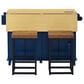HOMLUX Farmhouse Kitchen Island with Drop Leaf and 2 Stools in Blue, Natural, Black and Rustic Brown, , large