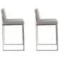 Lumisource Fuji High Back Counter Stool with Grey Fabric Cushion in Stainless Steel (Set of 2), , large