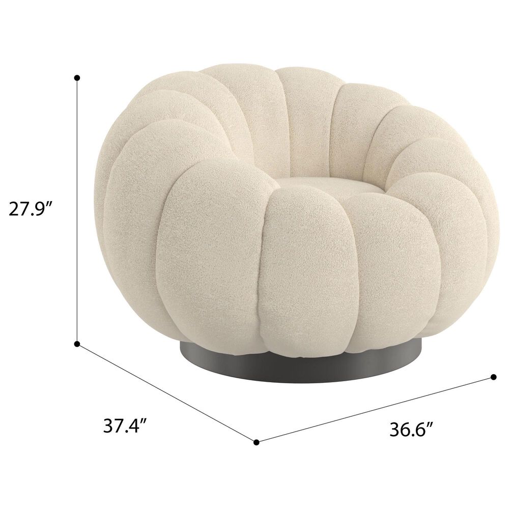 Emerald Home Furnishings Lily Pumpkin Swivel Chair in White Boucle, , large