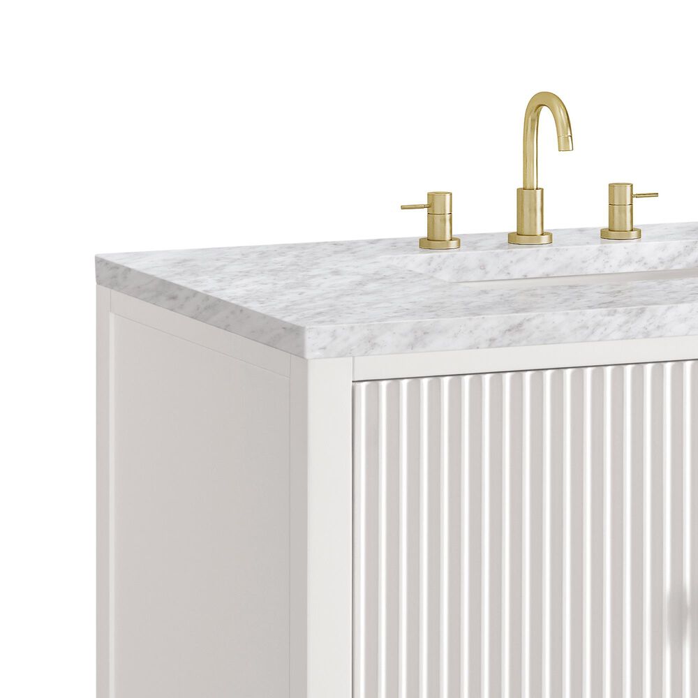 James Martin Vanities Myrrin 36&quot; Vanity in Bright White with 3 cm Carrara White Marble Top, , large