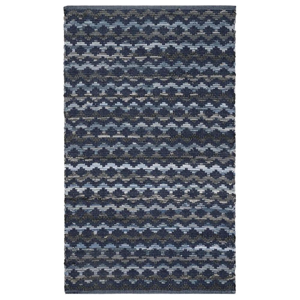 Safavieh Montauk 4" x 6" Turquoise, Navy Blue and Black Area Rug, , large
