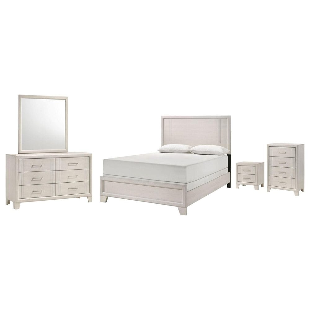 Crown Mark Charlie 5-Piece King Panel Bedroom Set in White, , large