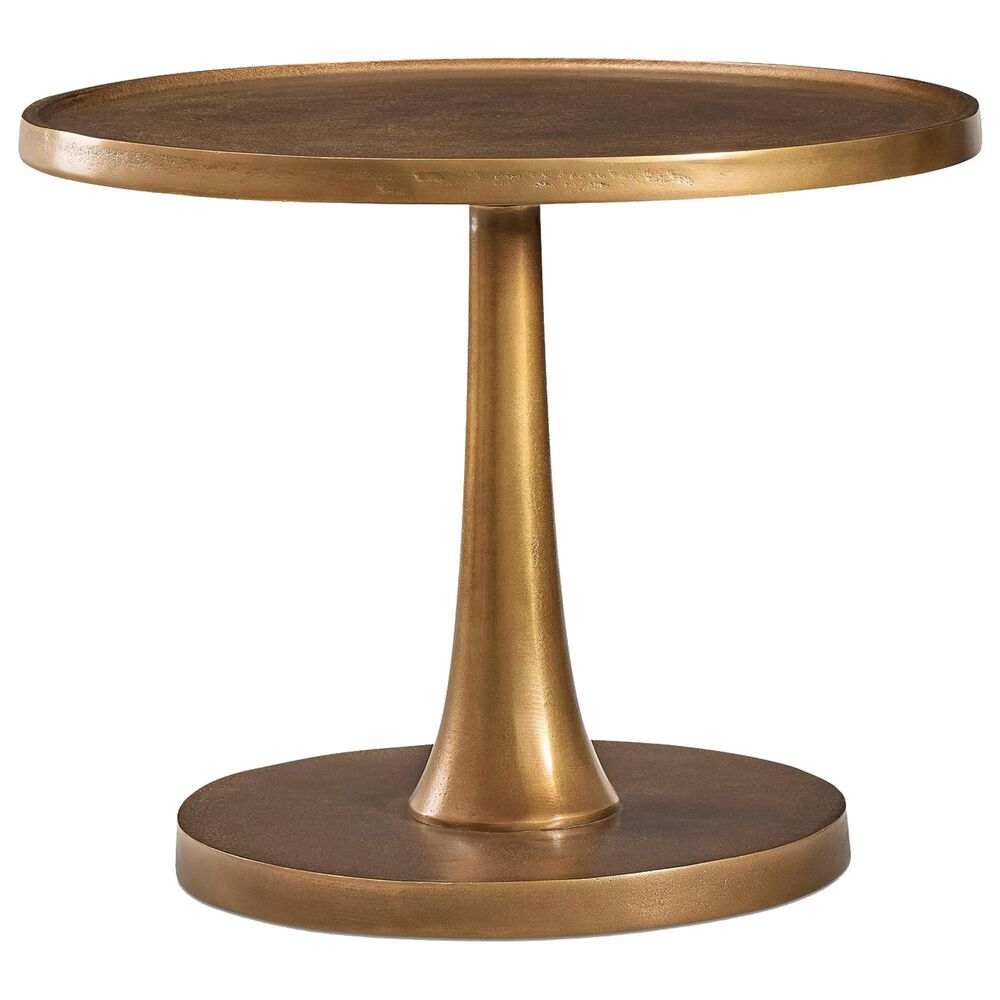 Bernhardt Benson Round Side Table in Vintage Brass, , large