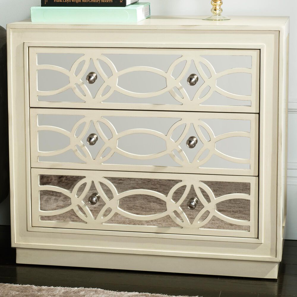 Safavieh Catalina 3-Drawer Chest in Antique Beige and Mirror, , large