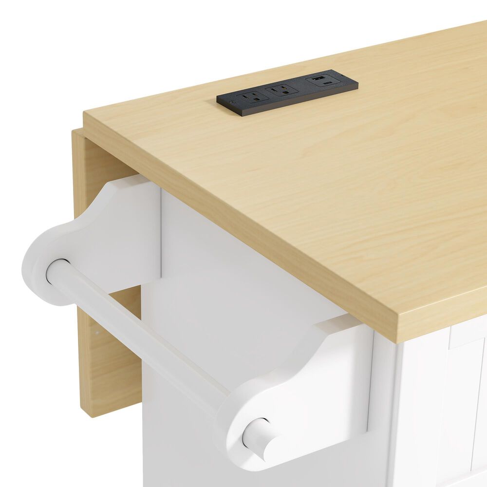 HOMLUX Farmhouse Kitchen Island with Drop Leaf and 2 Stools in White, Natural, Black and Rustic Brown, , large