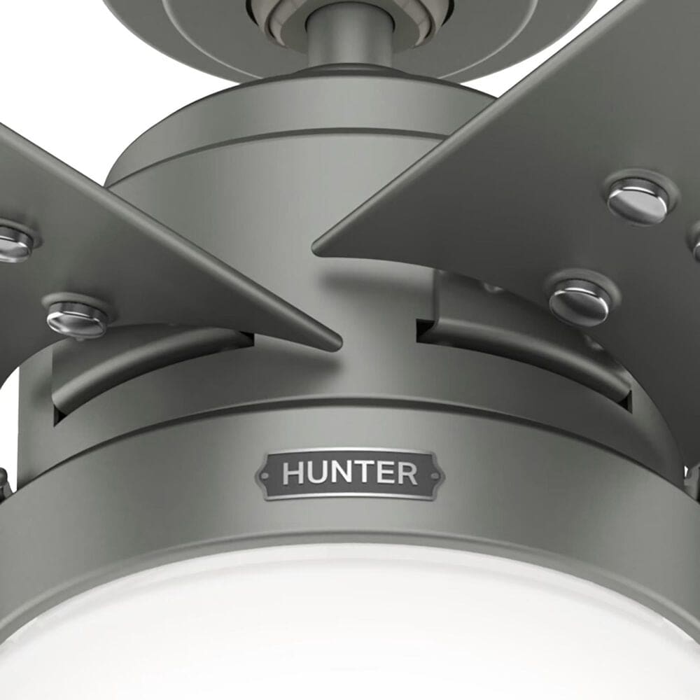 Hunter Sea Point 52&quot; Outdoor Ceiling Fan with LED Lights in Matte Silver, , large