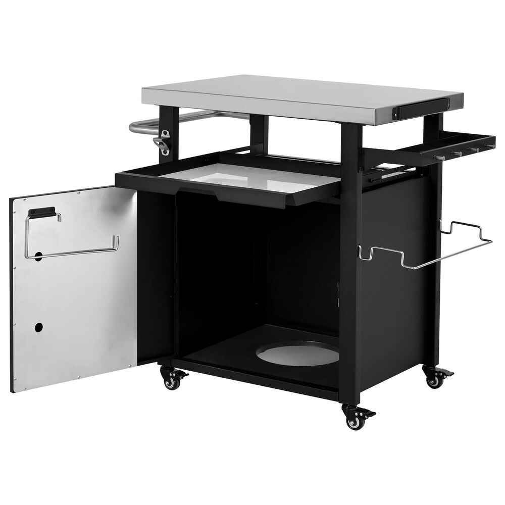 HOMLUX 39.5" Outdoor Kitchen Island in Black and Stainless Steel, , large