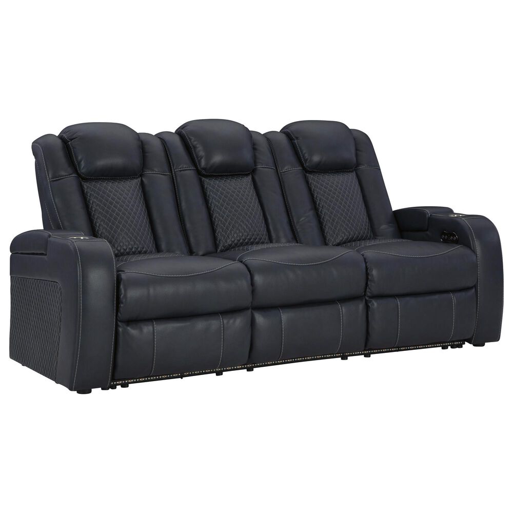Ashley Fyne-Dyme Power Reclining Sofa with Console and Power Headrest in Sapphire, , large