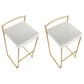 Lumisource Fuji Stackable Barstool with White Faux Leather in Gold (Set of 2), , large