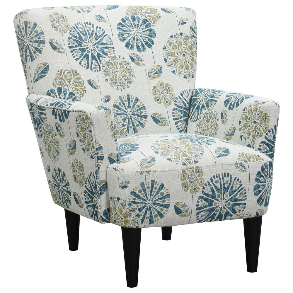 Emerald Home Furnishings Flower Power Accent Chair in Cascade Teal, , large
