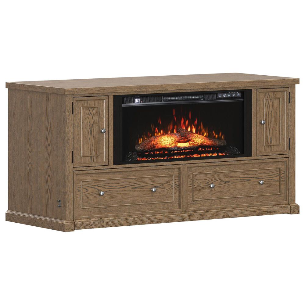Richlands Furniture Soren Fireplace Dream Console with Queen Convertible Bed in Light Oak, , large