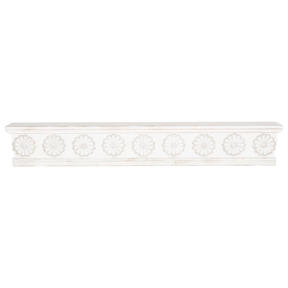 Maple and Jade 60&quot; Wall Shelf in Distressed White and Brown, , large