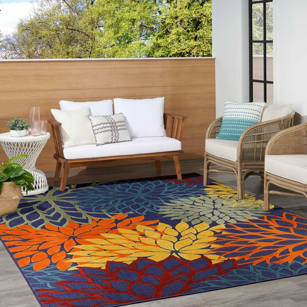 Nourison Aloha ALH05 7&#39;10&quot; x 10&#39;6&quot; Navy and Multicolor Indoor/Outdoor Area Rug, , large