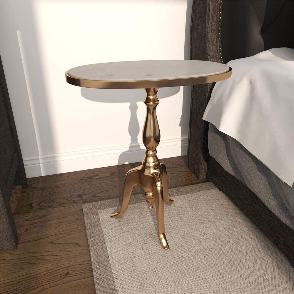 Maple and Jade End Table in Gold and White, , large