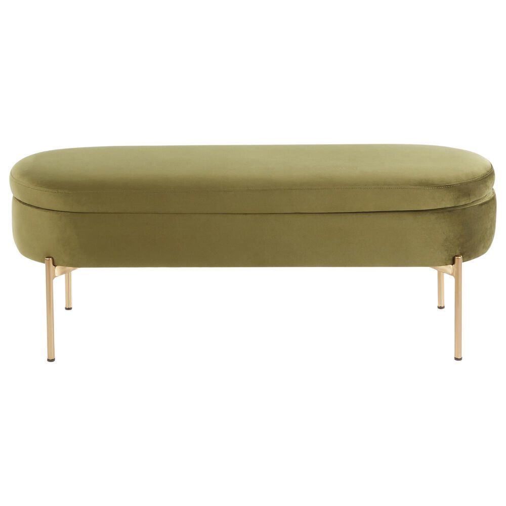 Lumisource Chloe Storage Bench in Green/Gold, , large